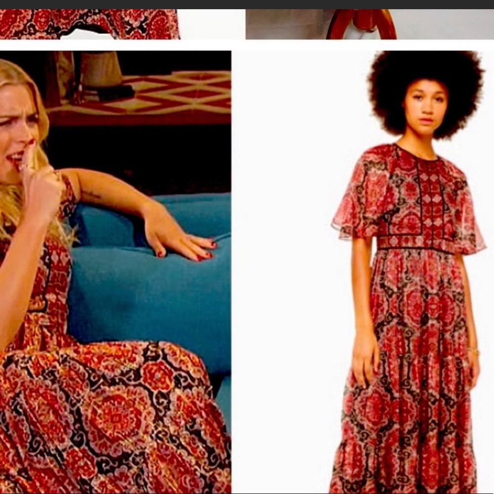 KATE SPADE Medallion Metallic Silk Midi Dress